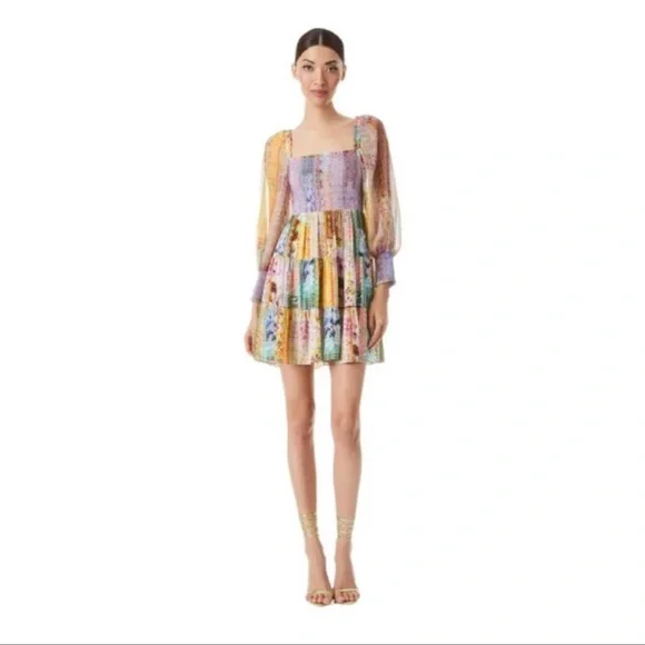Alice + Olivia Multicolor Patchwork Dress - Picture 4 of 6